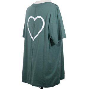 Lululemon Women's Small Green All Yours T-Shirt Heart Print Cotton Crew Neck Top